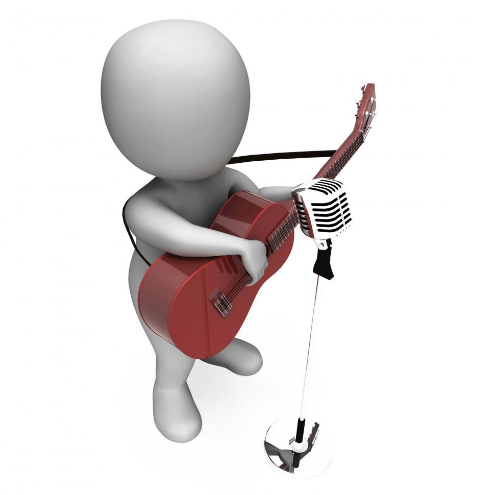 Free Image of Guitarist Character Shows Strumming Guitar Music On Stage 