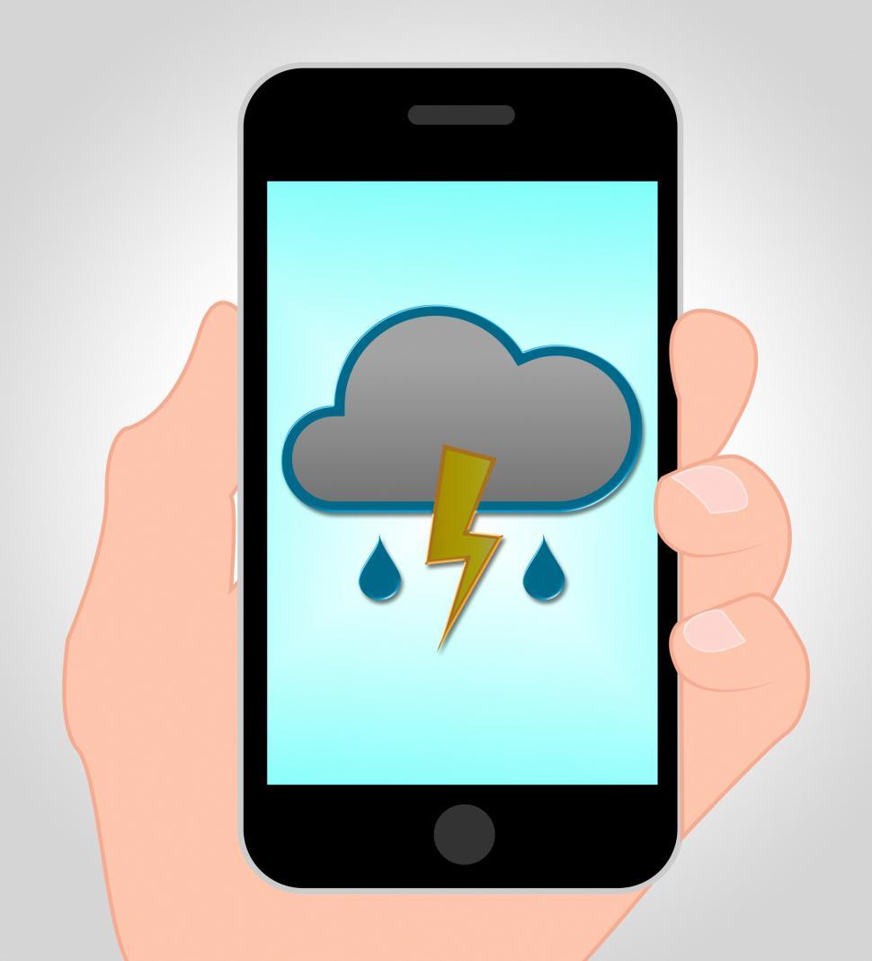 Free Image of Thunder Forecast Online Shows Mobile Phone And Thunderbolt 