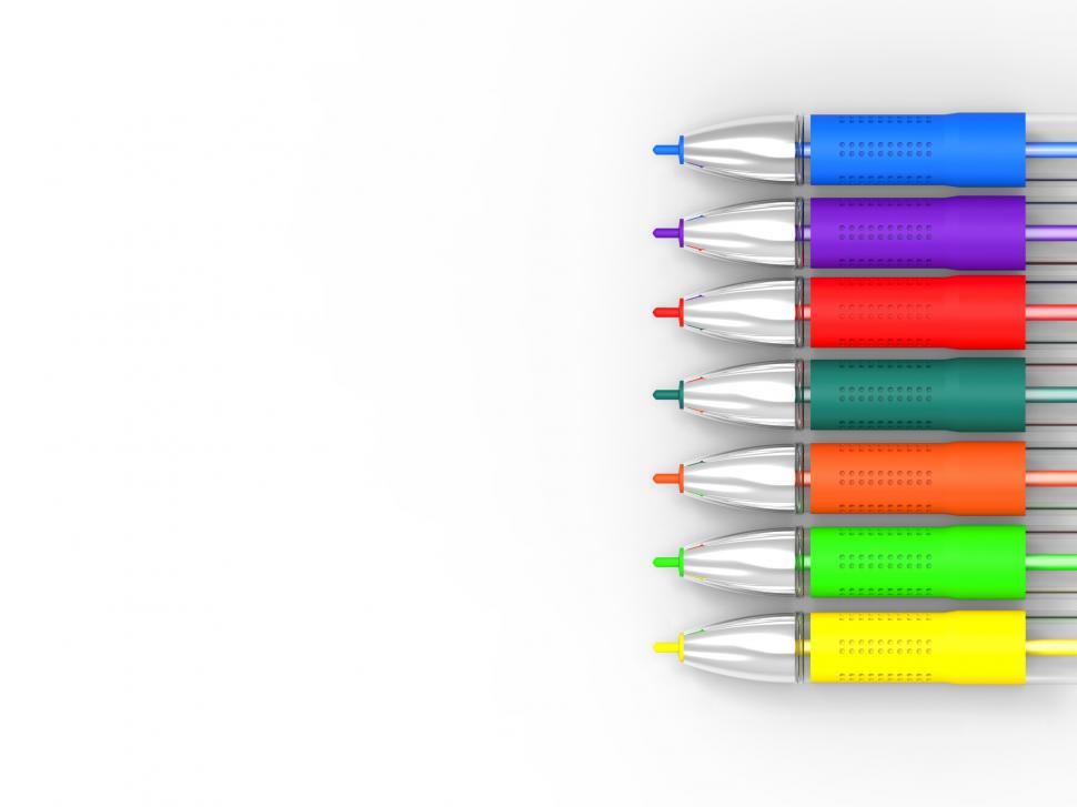 Free Image of Multicolored Pens On White Background Shows Felt Pens With Copy  