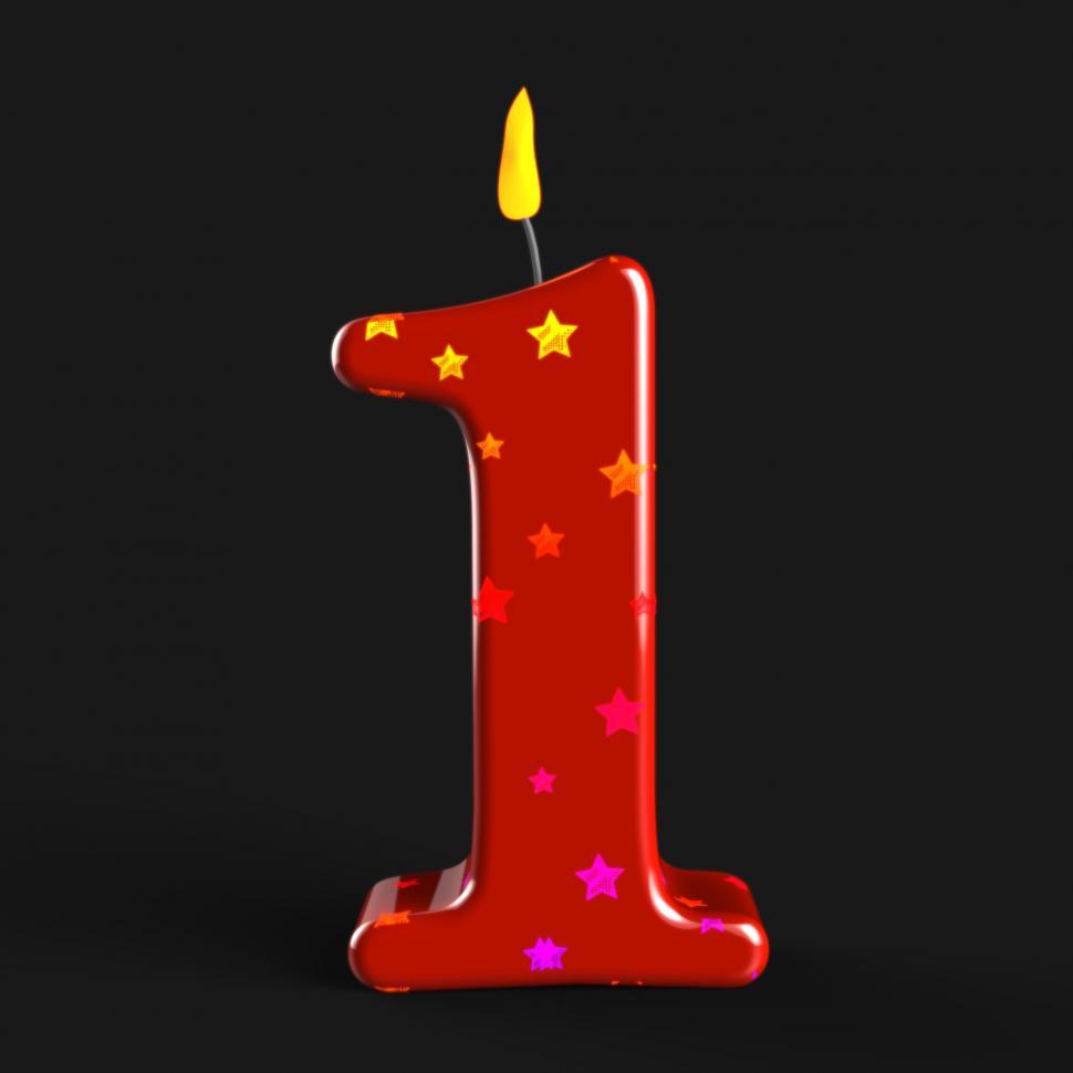 Free Image of Number One Candle Shows One Year Anniversary Or Birthday 