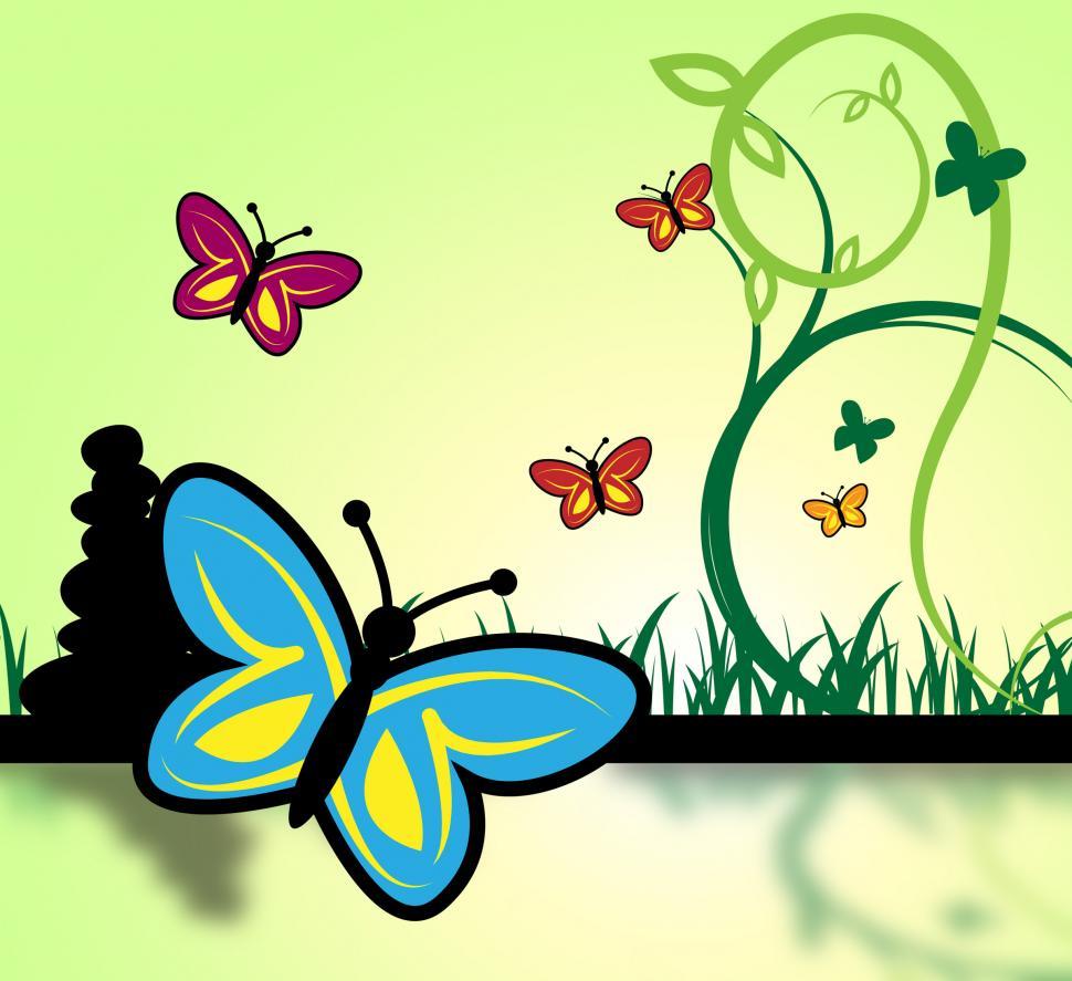 Free Image of Field Of Butterflies Represents Grassland And Environment 