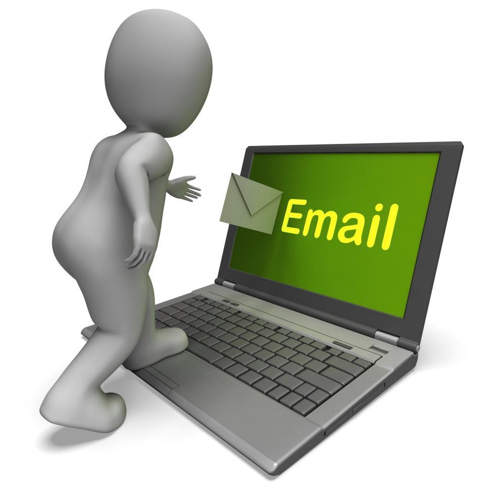 Free Image of Email Character On Laptop Shows Contact Mailing Or Correspondenc 