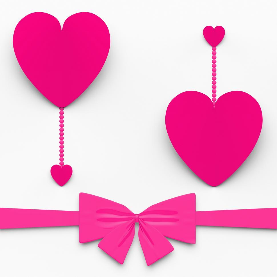 Free Image of Two Hearts With Bow Show Decorative And Sweet Love Declaration 
