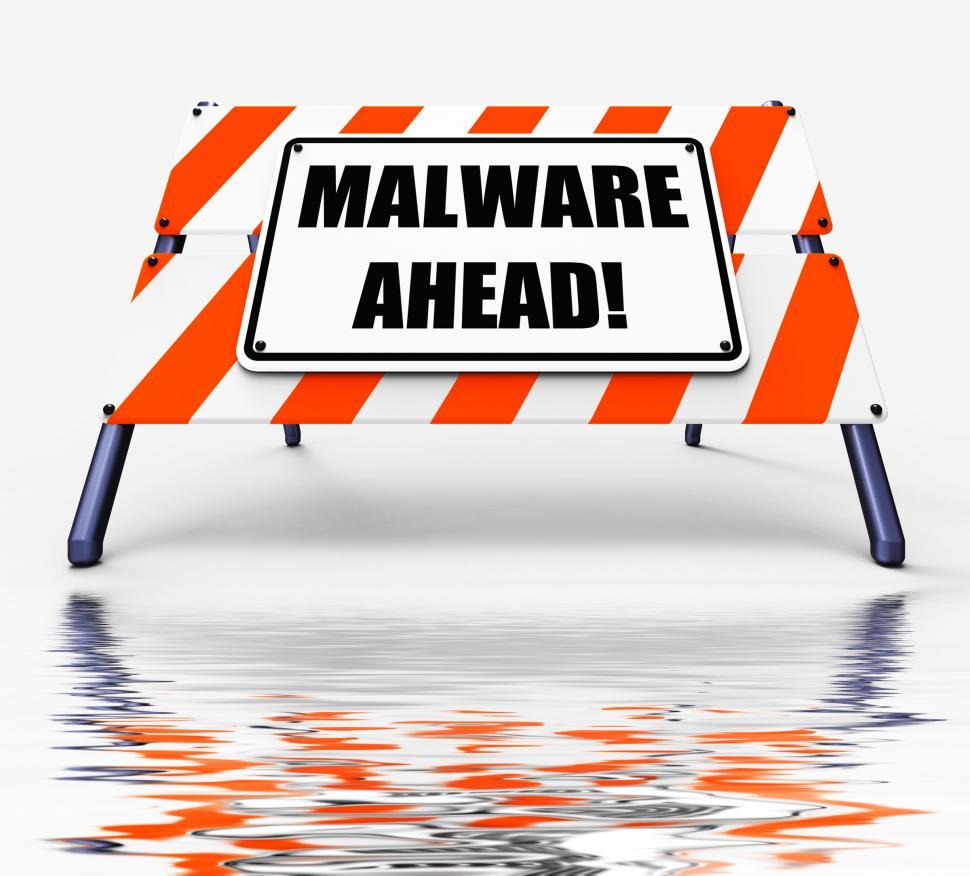 Download Free Stock Photo of Malware Ahead Displays Malicious Danger for Computer Future 