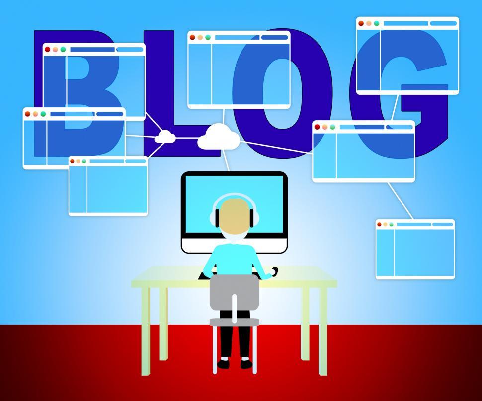 Free Image of Blog Website Shows Computer Blogger Using A Computer 
