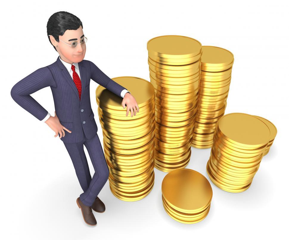 Free Image of Businessman Money Shows Finances Success And Illustration 3d Ren 