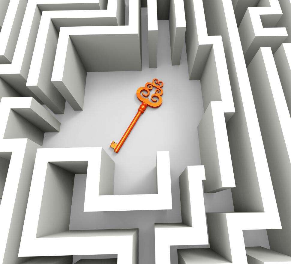 Free Image of Key In Maze Shows Security Solution 