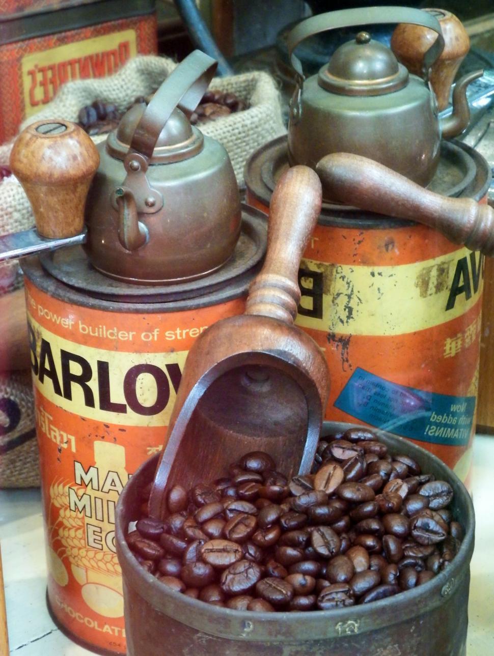 Free Image of Coffee Beans with Vintage Memorabilia  