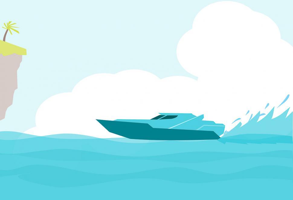 Free Image of Blue speedboat 