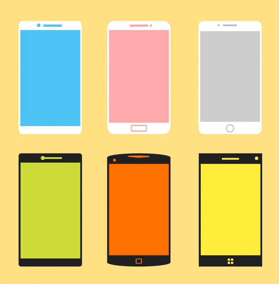 Download Free Stock Photo of Many mobile phones 