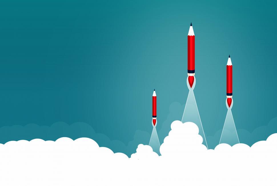 Free Image of Creative Start and Start-Up Concept with Rocket Pencils - Copysp 