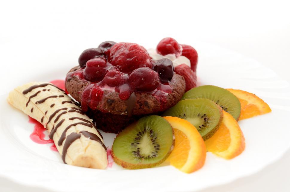 Free Image of White Plate With Fruit and Pastry 