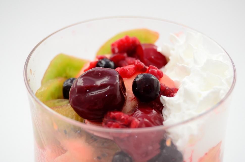 Free Image of Glass Filled With Fruit and Ice Cream 