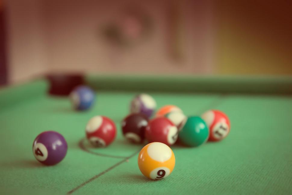 Free Image of Pool Table With Multiple Pool Balls 