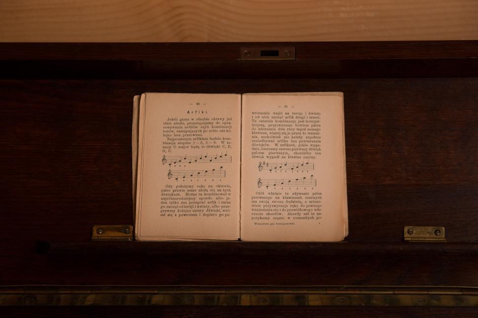 Free Image of Open Book on Piano 