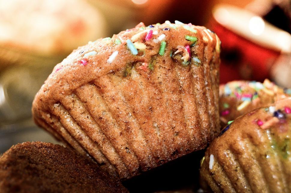 Free Image of Close Up of a Muffin With Sprinkles 