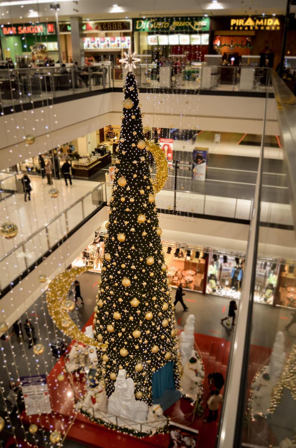 Free Image of Large Christmas Tree in Shopping Mall 