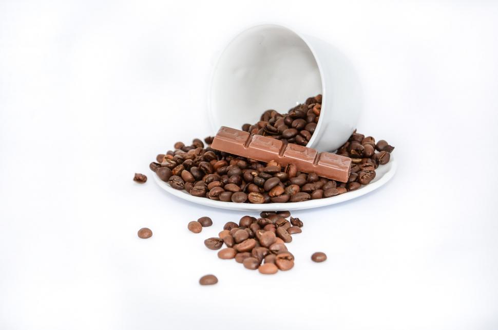Free Image of White Bowl Filled With Chocolate Chips on White Table 