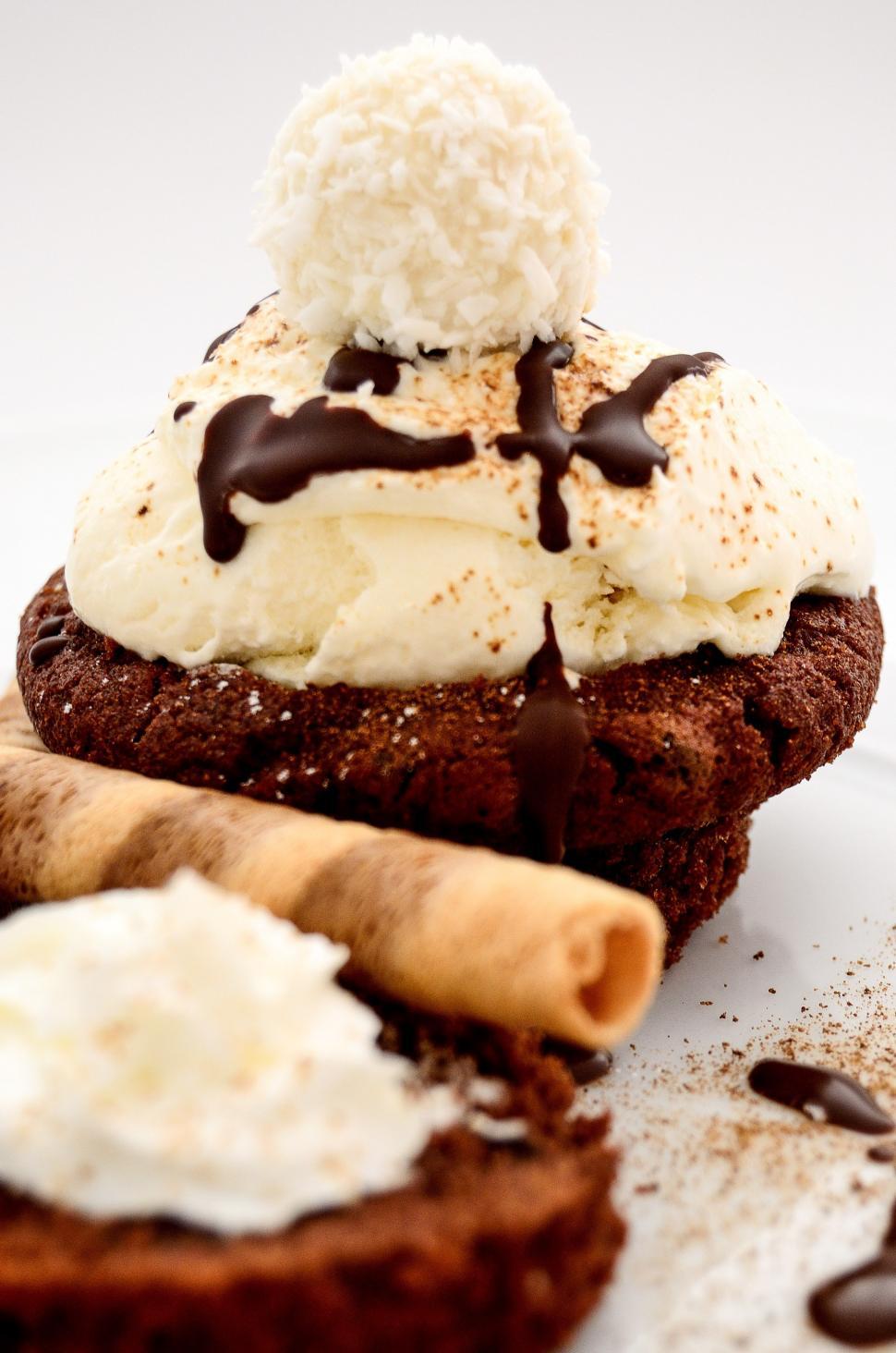 Free Image of Decadent Chocolate Dessert With Whipped Cream 