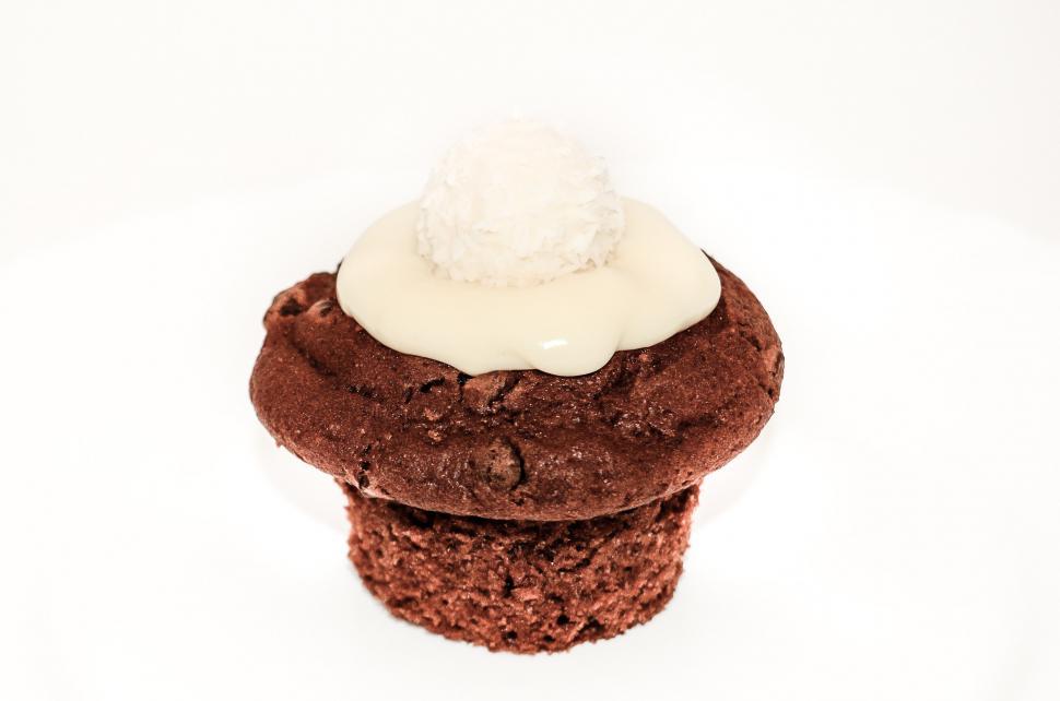 Free Image of Close Up of a Chocolate Cupcake With Icing 