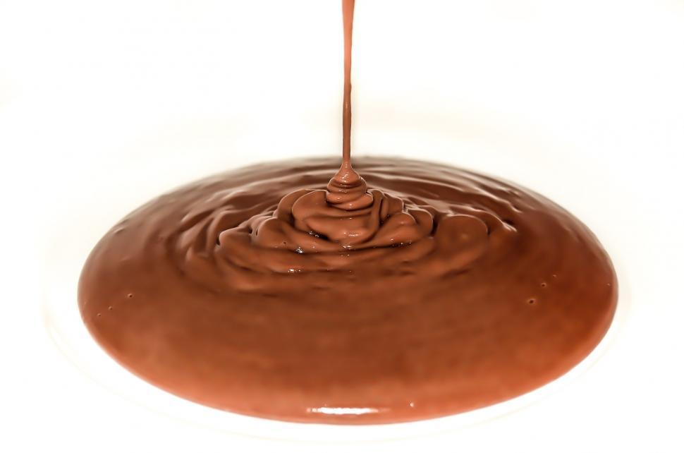 Free Image of Spoonful of Chocolate Sauce on White Background 