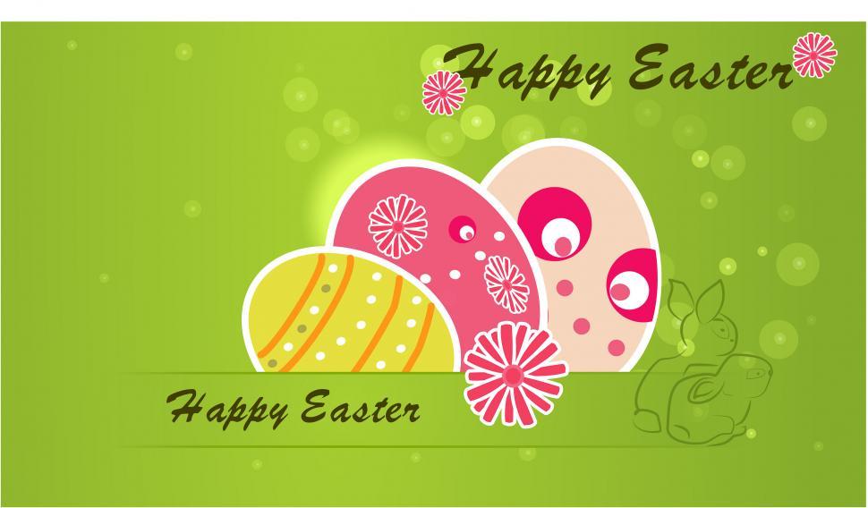 Free Image of Happy Easter Card With Eggs on Green Background 