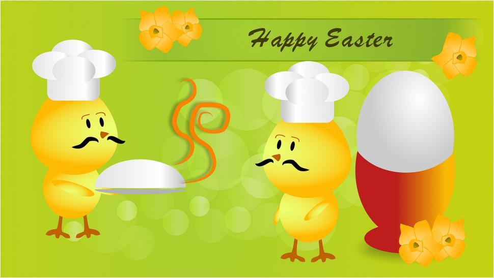 Free Image of A Happy Easter Card With a Chicken and an Egg 