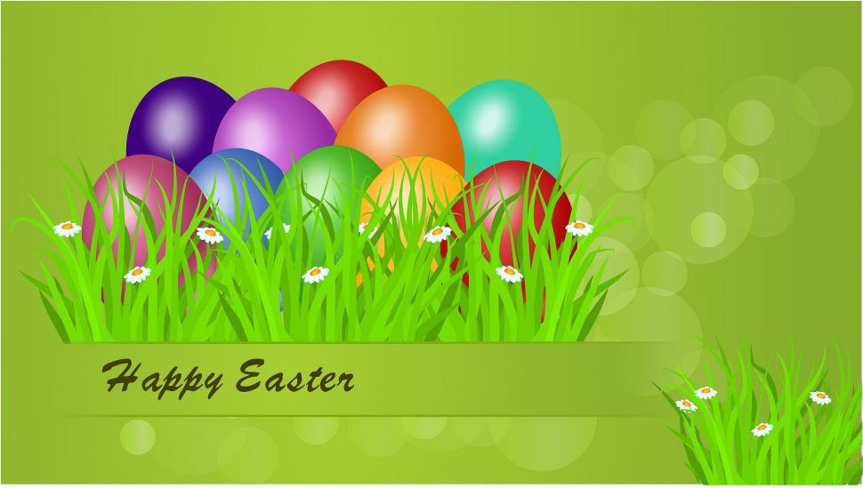 Free Image of Easter Card With Eggs in the Grass 