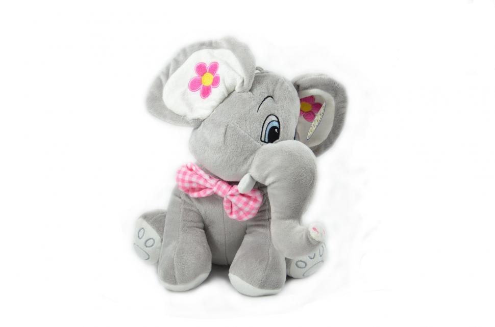 Free Image of Elephant Stuffed Animal With Pink Bow 