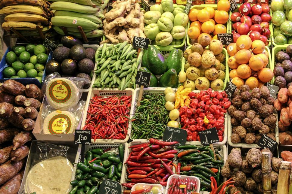 Free Image of Variety of Fruits and Vegetables on Display 