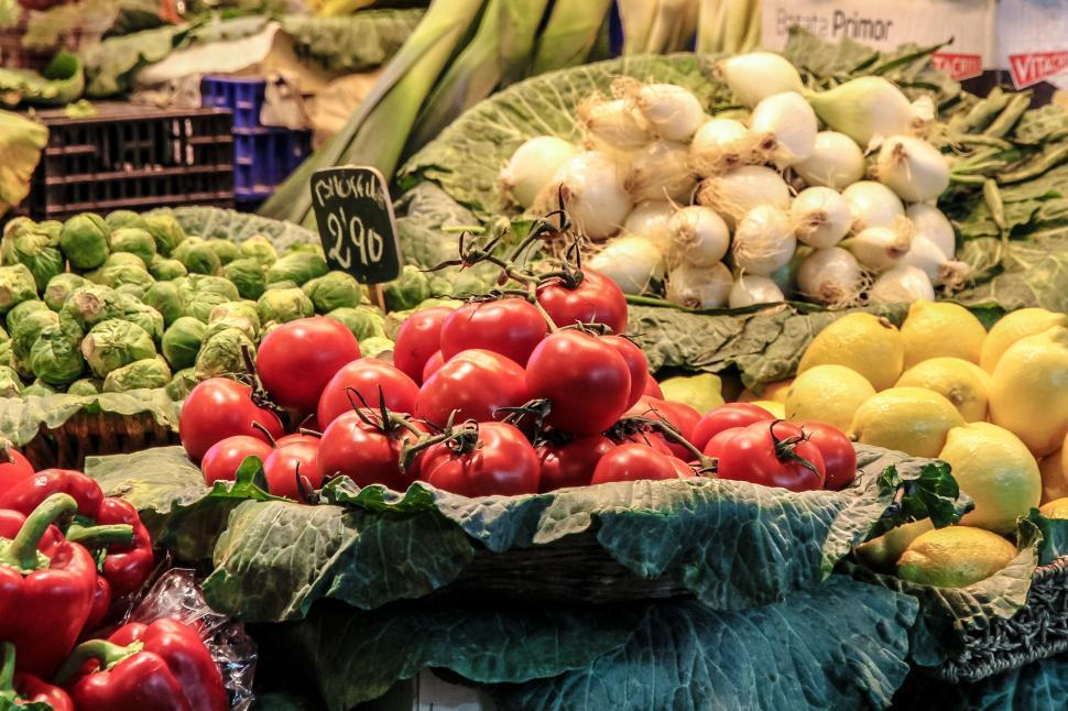 Free Image of Abundance of Fresh Fruits and Vegetables at Grocery Store Display 