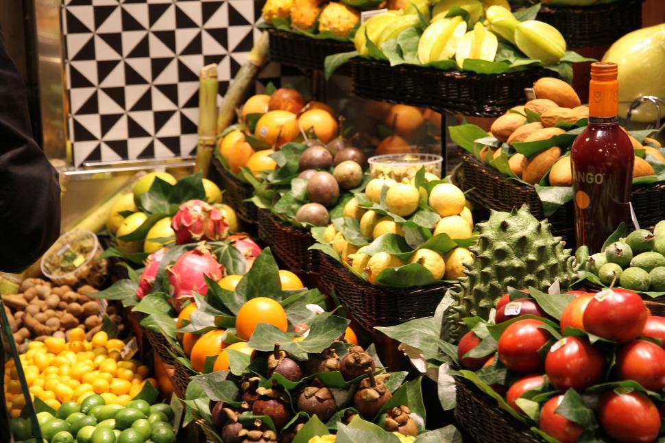 Free Image of Assorted Fruits and Vegetables Displayed at Market 