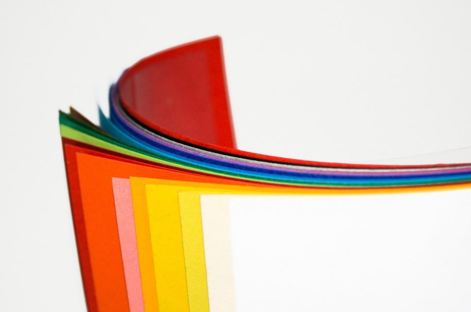 Free Image of Stack of Multicolored Papers 