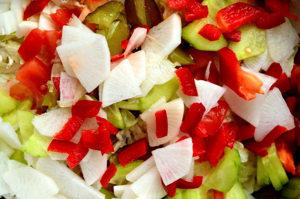 Free Image of Close Up of a Bowl of Chopped Vegetables 