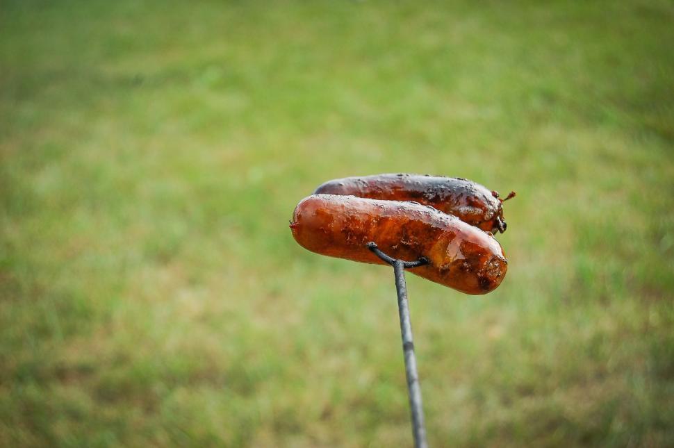 Free Image of Two Hot Dogs on a Stick 