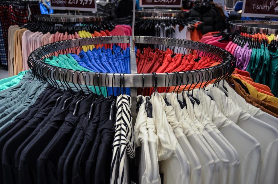 Free Image of Rack of Shirts in a Clothing Store 