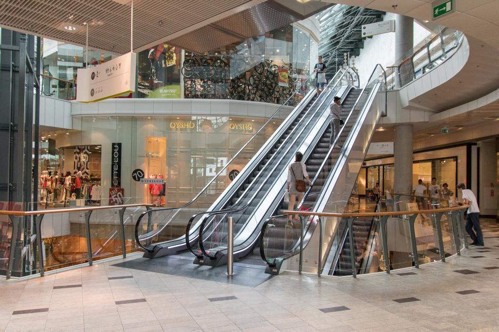 Free Image of Busy Escalator in Shopping Mall 