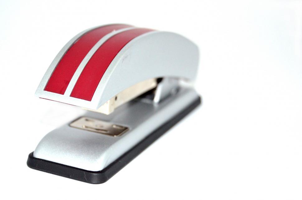 Free Image of Close Up of Red and White Stapler 