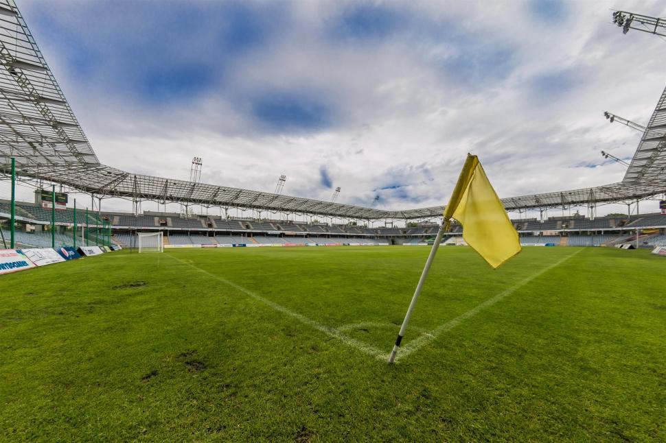 Free Image of Soccer Field With Yellow Flag 