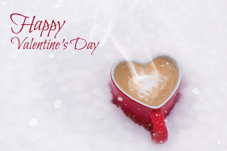 Free Image of Heart Shaped Hot Chocolate in the Snow 
