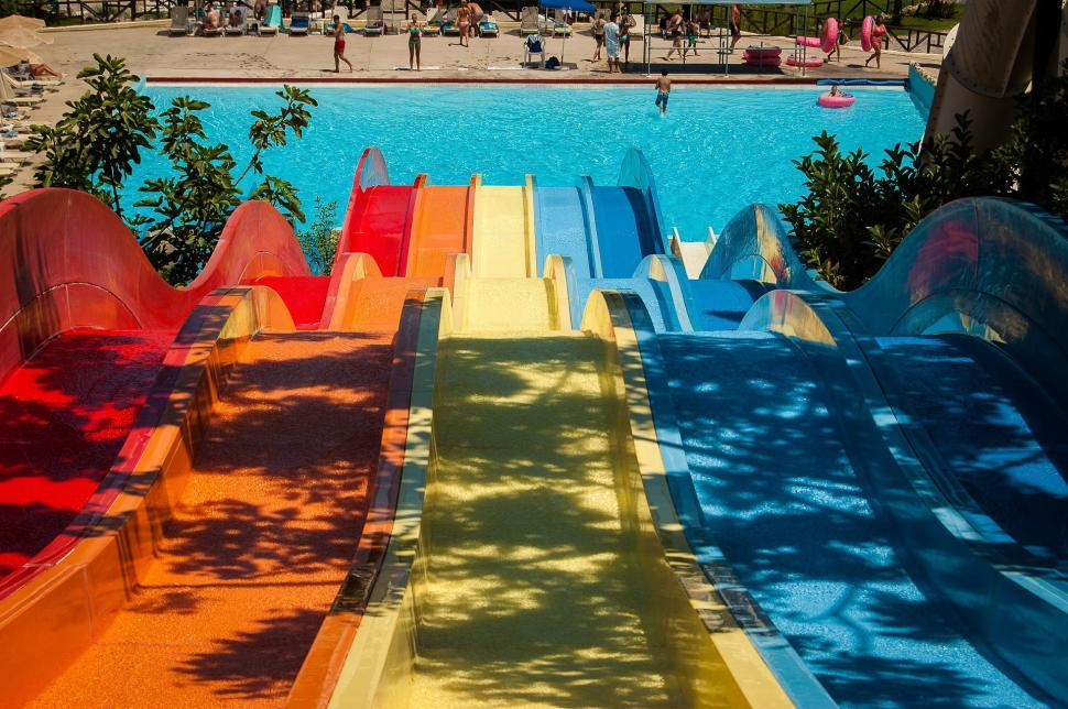 Free Image of Colorful Water Slide in a Water Park 