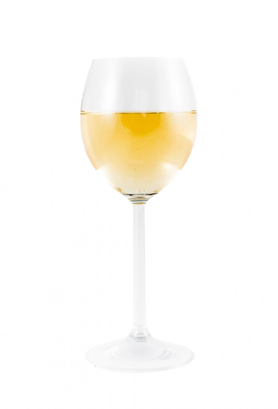 Free Image of Glass of White Wine on White Background 
