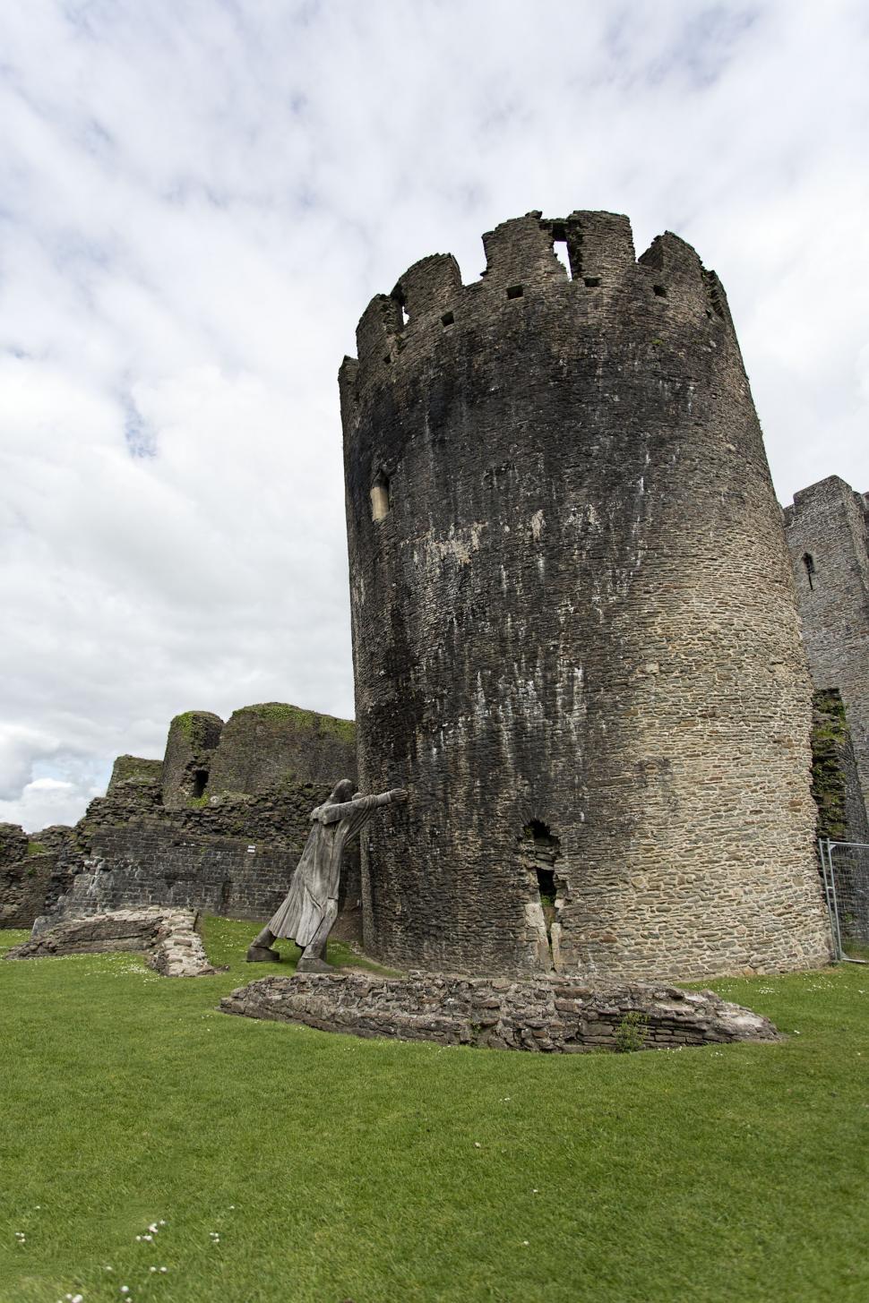 Free Image of Knight keeping up tower at Caerphilly castle 