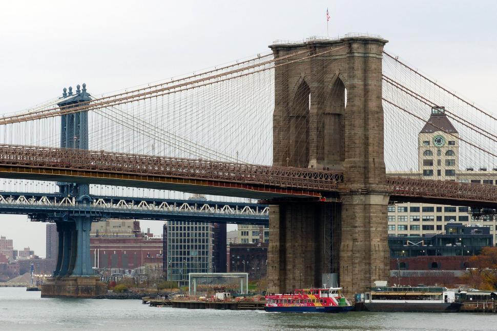 Free Image of Brooklyn Bridge and Manhattan Bridge  