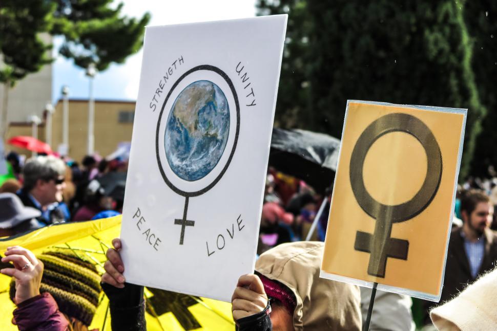 Free Image of Two Women s rights signs 