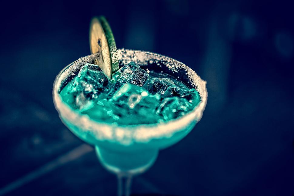 Free Image of Blue Cocktail in Martini a Glass - Tilt Shift Effect 