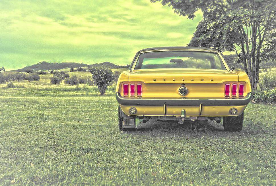 Free Image of Yellow Ford Mustang - Vintage Car 