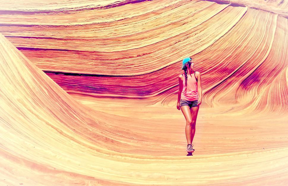 Free Image of Young Woman Exploring Canyon - Vitality and Adventure 