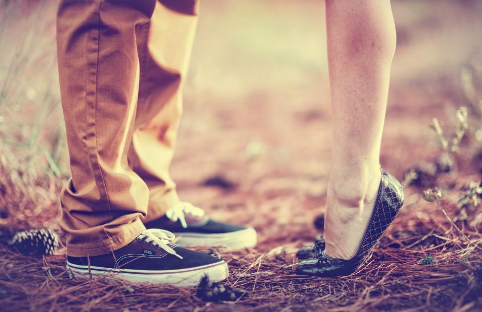 Download Free Stock Photo of Close-Up of Lovers Legs in the Forest 