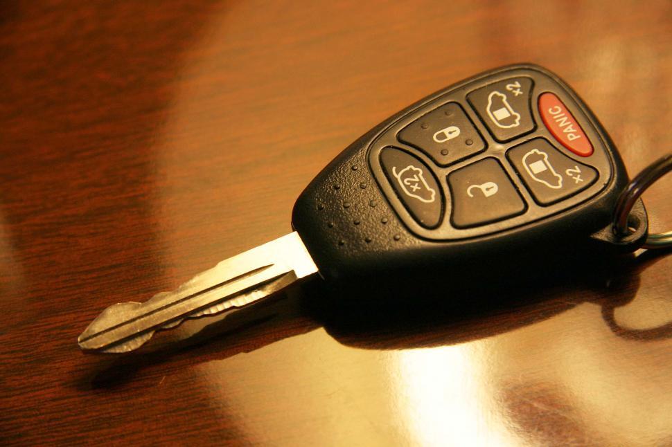Free Image of Car Key on Wooden Table 
